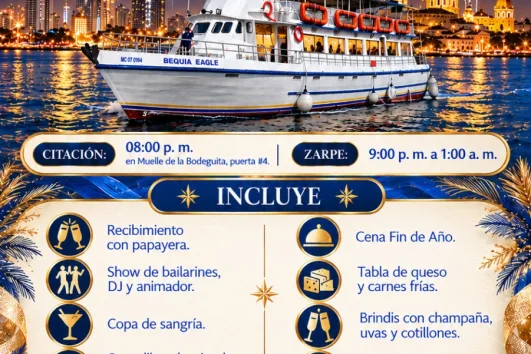 CENA SAN SILVESTRE EN BARCO BEQUIA